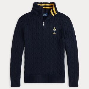 Polo by Ralph Lauren Navy and Yellow Zip-Up Sweater